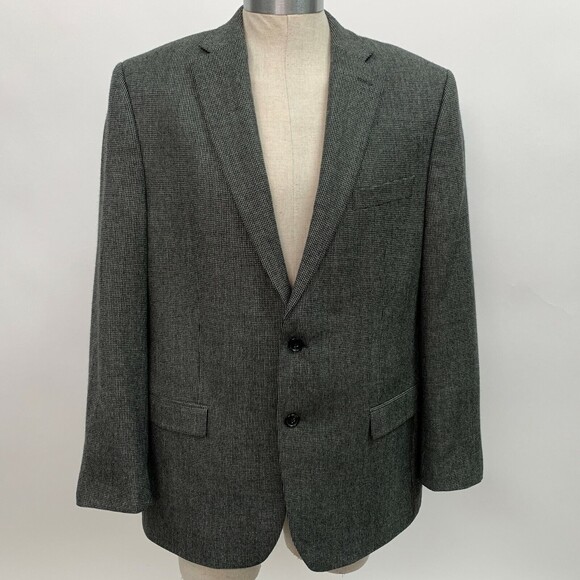 Ralph Lauren Men's Blazer Jacket 44 Regular Black Gray White 100% Wool - Picture 1 of 10